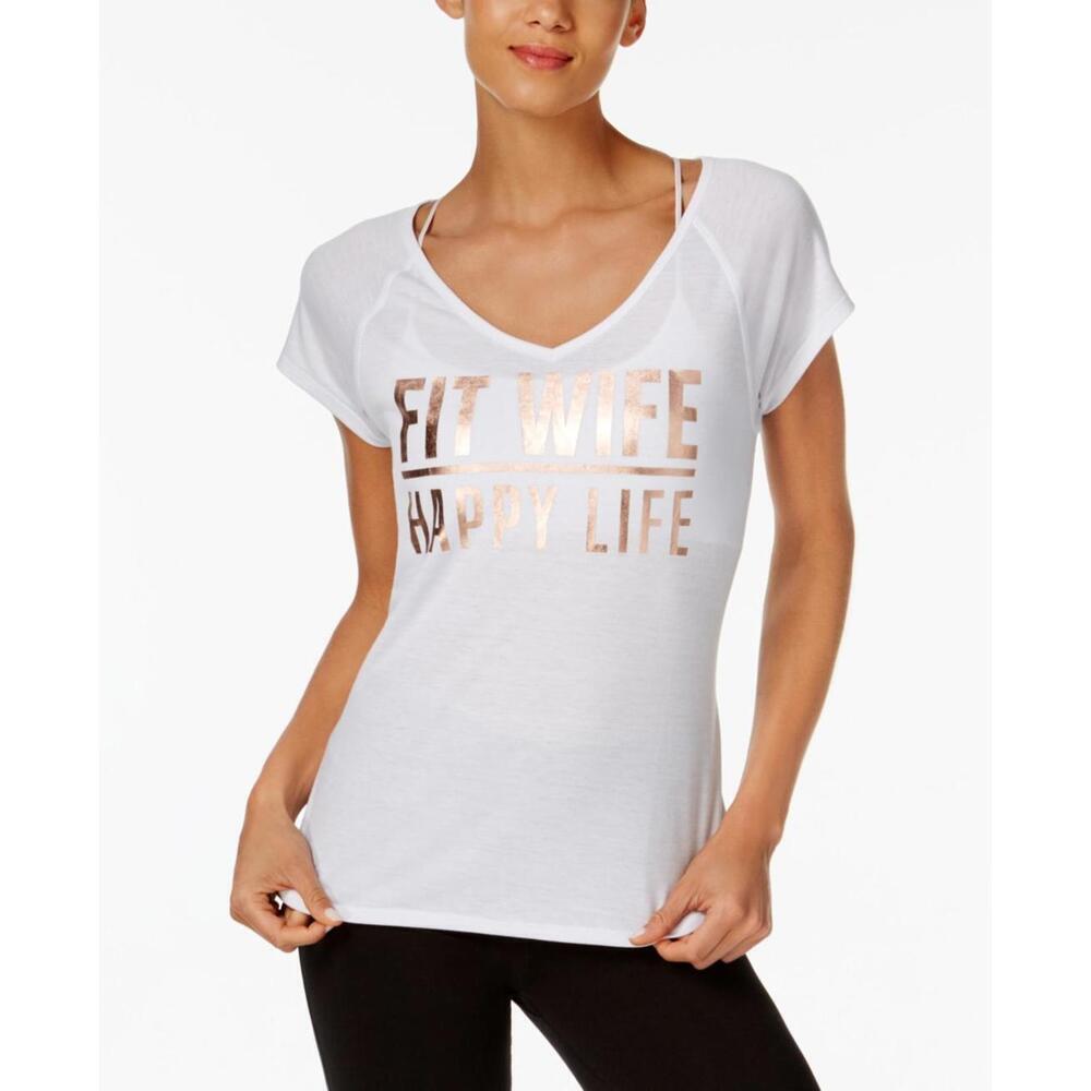 Ideology Womens Metallic Graphic Bride T-Shirt Size XL